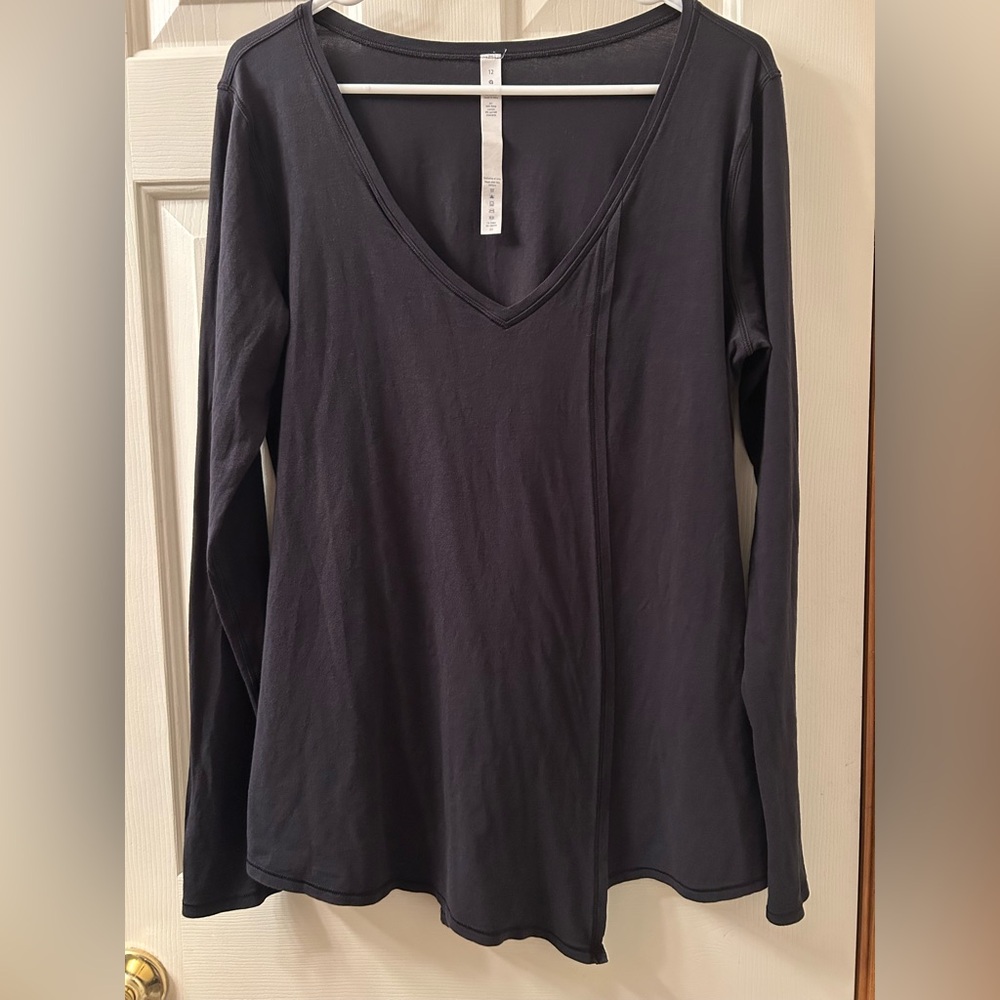 Lululemon Knot A Problem Long Sleeve Shirt Size 12 Black Pima Cotton